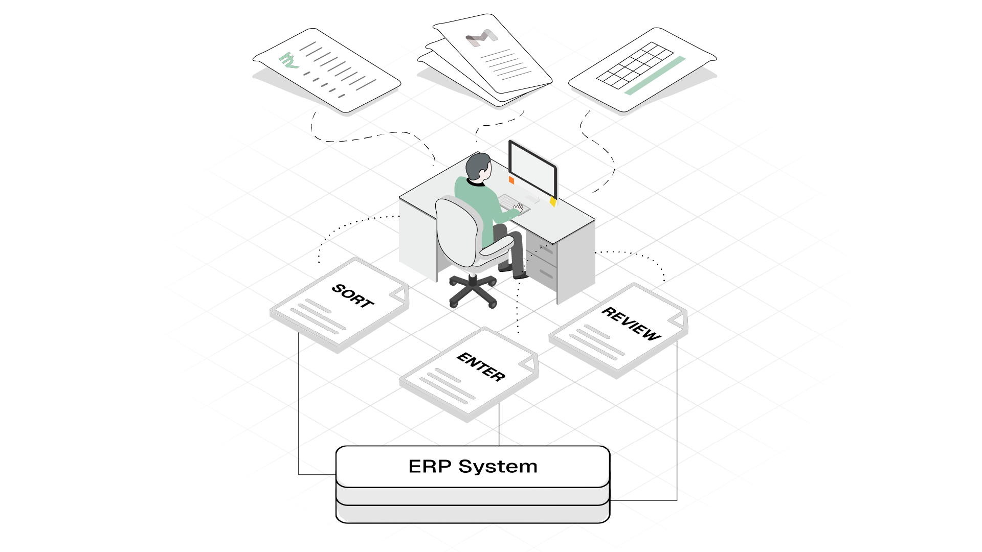 Before Qosh — manual accounting workflow